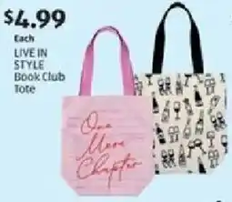Aldi LIVE IN STYLE Book Club Tote offer