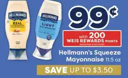 Weis Markets Hellmann's Squeeze Mayonnaise offer