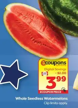 Weis Markets Whole Seedless Watermelons offer