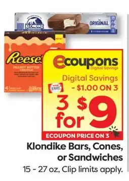 Weis Markets Klondike Bars, Cones, or Sandwiches offer