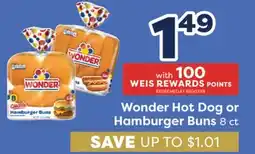 Weis Markets Wonder Hot Dog or Hamburger Buns offer