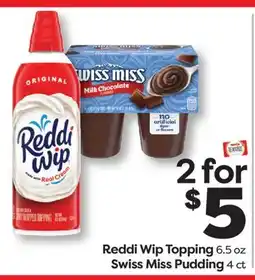 Weis Markets Reddi Wip Topping 6.5 oz Swiss Miss Pudding 4 ct offer