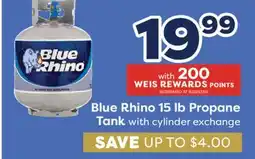 Weis Markets Blue Rhino 15 lb Propane Tank with cylinder exchange offer