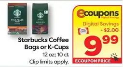 Weis Markets Starbucks Coffee Bags or K-Cups offer