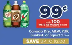 Weis Markets Canada Dry, A&W, 7UP, Sunkist, or Squirt offer