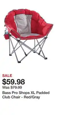 Cabela's Bass Pro Shops XL Padded Club Chair - Red/Gray offer
