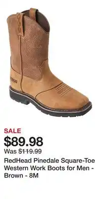 Cabela's RedHead Pinedale Square-Toe Western Work Boots for Men - Brown - 8M offer