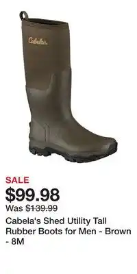 Cabela's Cabela's Shed Utility Tall Rubber Boots for Men - Brown - 8M offer