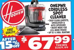 Ollie's HOOVER ONEPWR CORDLESS SPOT CLEANER offer