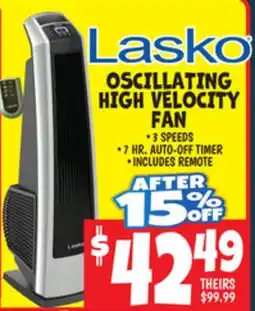 Ollie's Lasko OSCILLATING HIGH VELOCITY FAN offer