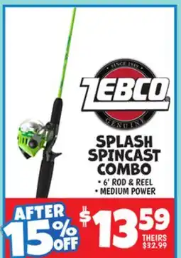 Ollie's ZEBCO SPLASH SPINCAST COMBO offer