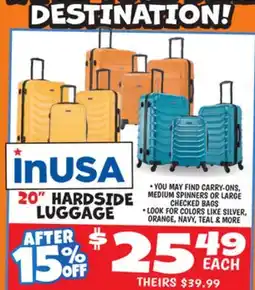Ollie's 20 HARDSIDE LUGGAGE offer