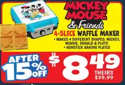 Ollie's MICKEY MOUSE & FRIENDS 4-SLICE WAFFLE MAKER offer