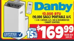 Ollie's Danby 12,000 BTU (10,000 SACC) PORTABLE A/C offer