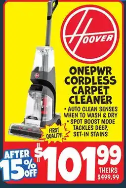 Ollie's HOOVER ONEPWR CORDLESS CARPET CLEANER offer