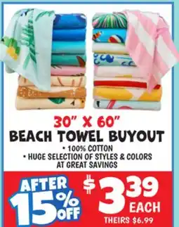 Ollie's 30 X 60 BEACH TOWEL BUYOUT offer