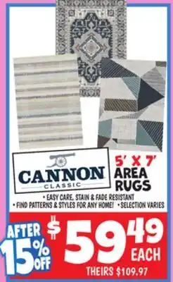 Ollie's CANNON CLASSIC 5' X 7' AREA RUGS offer