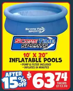 Ollie's SCORE TIME SPORTS 10' X 30 INFLATABLE POOLS offer