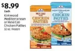 Aldi Kirkwood Mediterranean or Mexi Cali Chicken Patties offer
