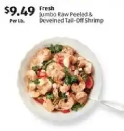 Aldi Fresh Jumbo Raw Peeled & Deveined Tail-Off Shrimp offer