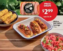 Aldi Mild or Hot Italian Sausage offer