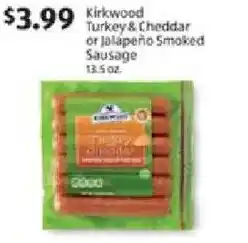 Aldi Kirkwood turkey & cheddar or Jalapeño smoked sausage offer