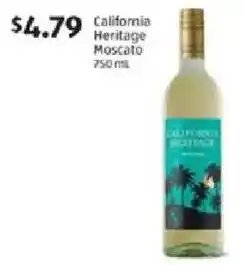 Aldi California Heritage Moscato offer