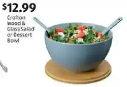 Aldi Crofton Wood & Glass Salad or Dessert Bowl offer