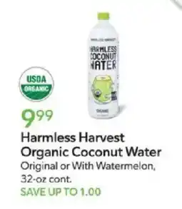 Publix Harmless harvest organic coconut water offer