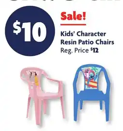 Family Dollar Kids' Character Resin Patio Chairs offer