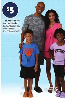 Family Dollar T-Shirts or Shorts for the Family offer