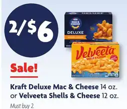 Family Dollar Kraft Deluxe Mac & Cheese 14 oz. or Velveeta Shells & Cheese 12 oz offer