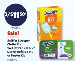 Family Dollar Swiffer Sweeper Cloths 16 ct., Wet Jet Pads 10-12 ct., Duster Refills 3 ct., or Duster Kit offer