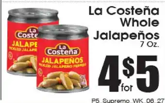 Supremo Foods Inc La Costeña Whole Jalapeños offer