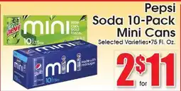 Supremo Foods Inc Pepsi Soda 10-Pack Mini Cans offer