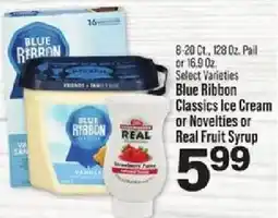 IGA Blue Ribbon Classics Ice Cream or Novelties or Real Fruit Syrup offer