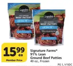 Vons Signature farms 91% lean ground beef patties offer