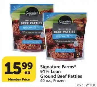 Signature farms 91% lean ground beef patties
