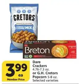 Vons Dare Crackers or G.H. Cretors Popcorn offer