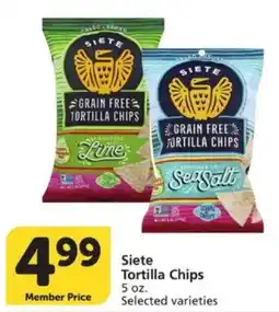 Vons Siete Tortilla Siete Tortilla Chips 5 oz. offer