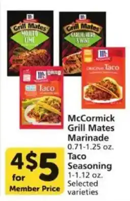 Vons McCormick Grill Mates Marinade, Taco seasoning offer