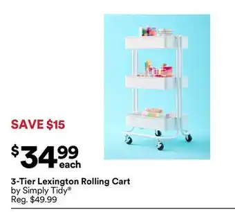 Michaels 3-Tier Lexington Rolling Cart by Simply Tidy offer