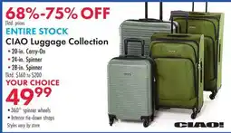 Boscov's ENTIRE STOCK CIAO Luggage Collection offer