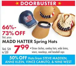 Boscov's MADD HATTER Spring Hats offer