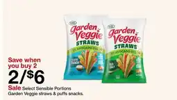 Target Select Sensible Portions Garden Veggie straws & puffs snacks offer