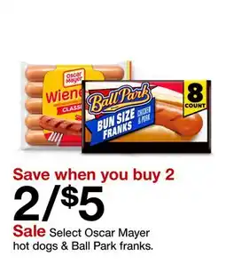 Target Sale Select Oscar Mayer hot dogs & Ball Park franks offer