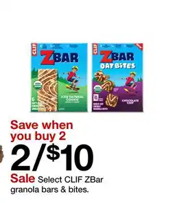 Target Select CLIF ZBar granola bars & bites offer
