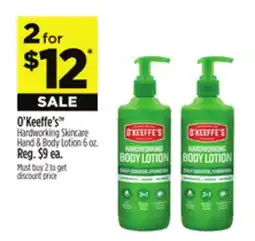 Dollar General O'Keeffe's Hardworking Skincare Hand & Body Lotion offer
