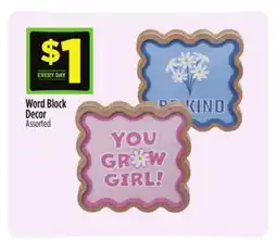 Dollar General Word Block Decor offer