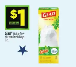 Dollar General Glad Quick-Tie Kitchen Trash Bags offer